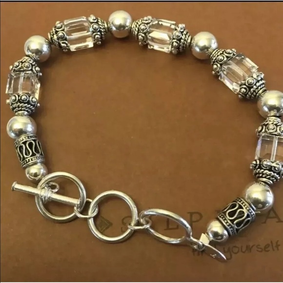 Silpada Sterling Silver Swarovski Crystal Bead Bracelet Toggle Clasp B1147 - Picture 13 of 15